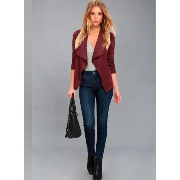 BB DAKOTA Wade Faux Suede Jacket in Cherrywood Size XS a602 - Picture 1 of 5